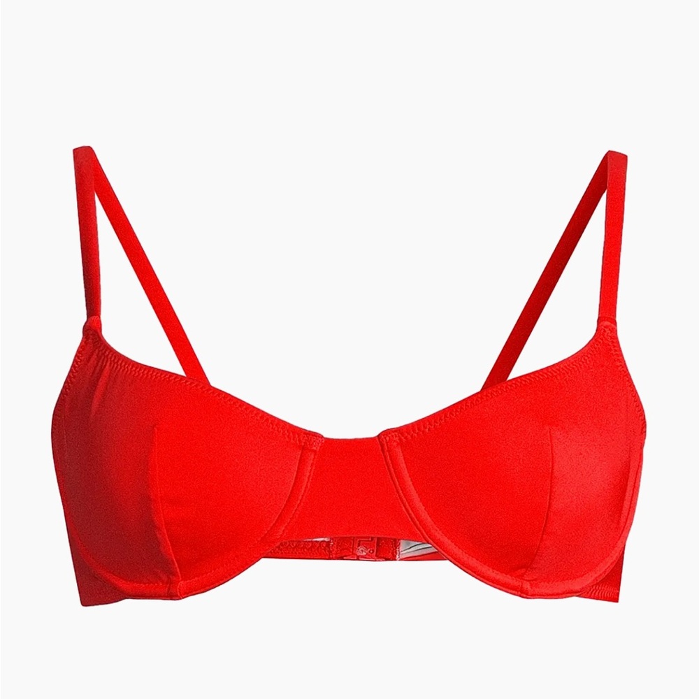 SOLID & STRIPED Eva Red Bikini Top with Underwire in Ruby NWT!